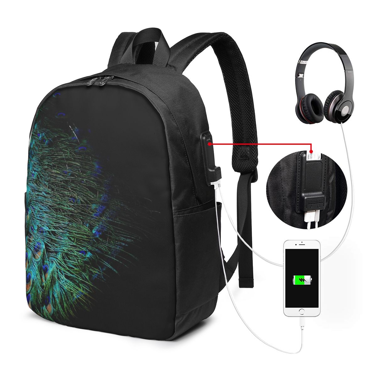 Laptop Bag - Piume di pavone su uno sfondo