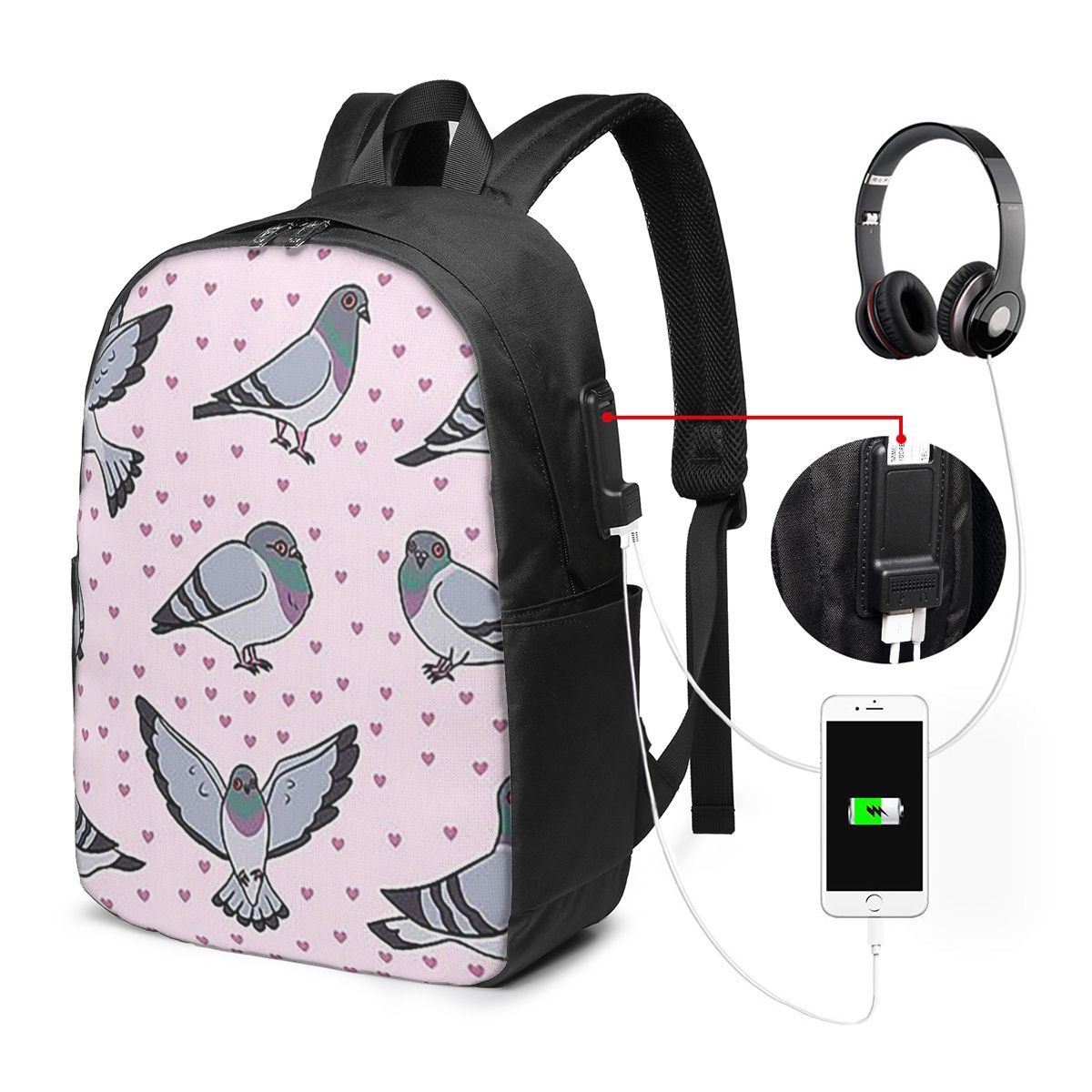 Laptop Bag - Zaino con simpatici piccioni dei cartoni